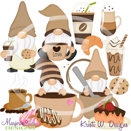 Coffee Gnomes SVG Cutting Files/Paper Piecing + Clipart - Click Image to Close